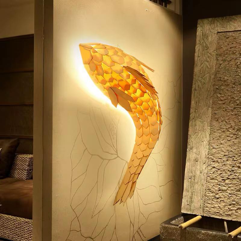 Modern Wooden Fish Shape Wall Sconce