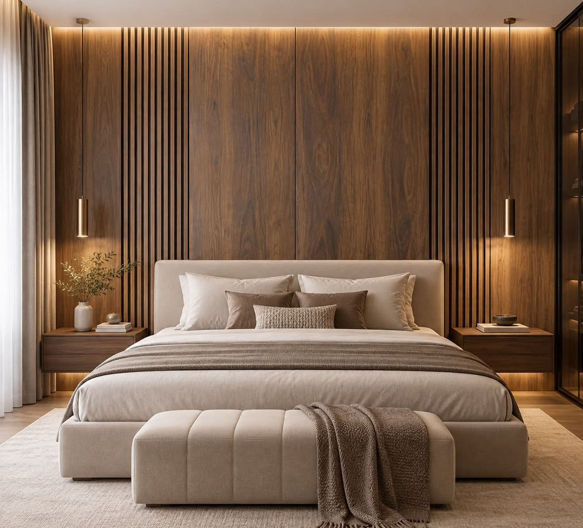 Bamboo Smoked Walnut Board & Matching Slats
