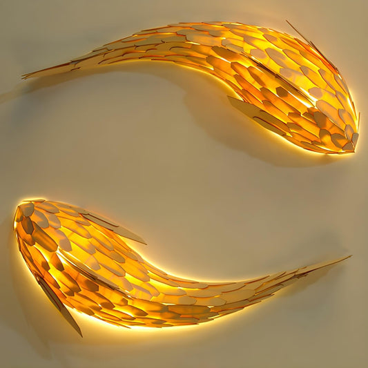Modern Wooden Fish Shape Wall Sconce
