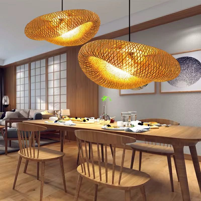 Handwoven Bamboo & Rattan Pendant Light