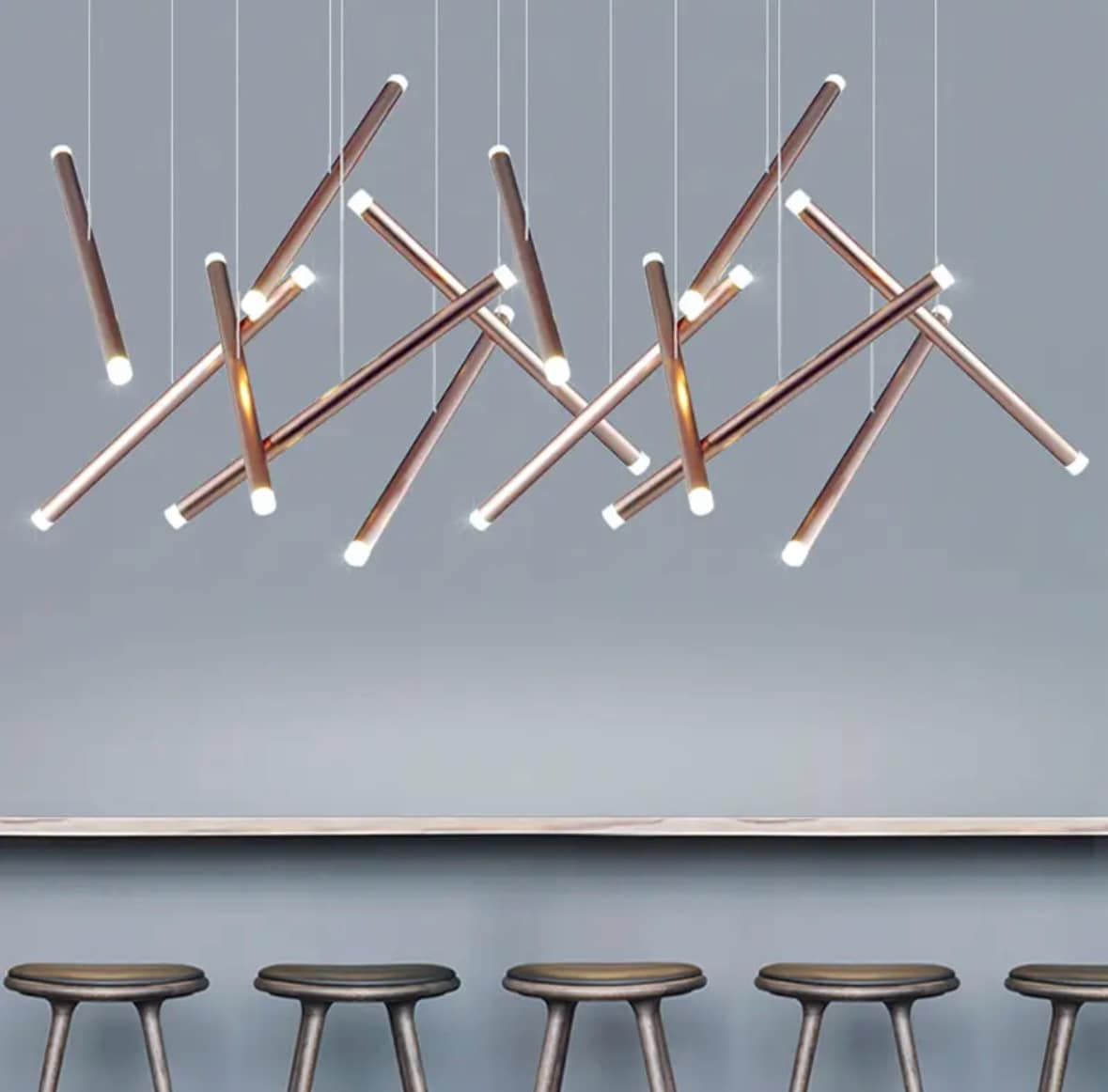 Black/Gold/Rose Gold Flute Cluster Pendant Light