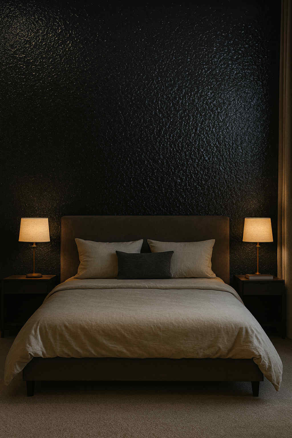 Decorative Wave Water Ripple Panel – Black (96x48")