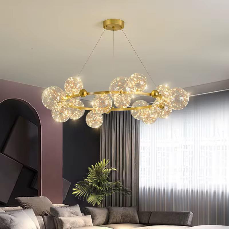 Round Chandelier 12 Light Gold Pendant Light