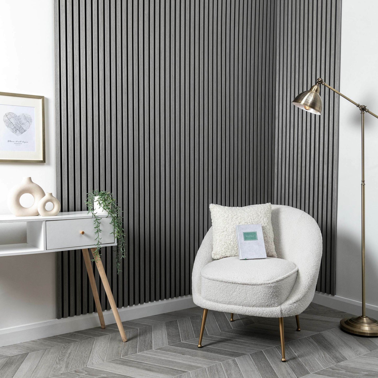 Grey Acoustic Veneer Slat Wall Panel