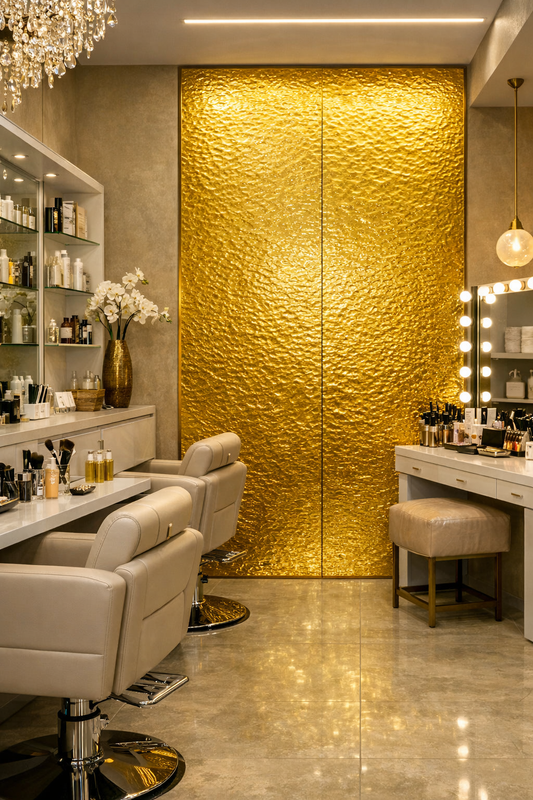 Decorative Wave Water Ripple Panel – Gold Finish (96x48") PICK UP ONLY
