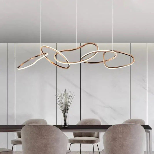 MODERN GOLDEN RINGS CHANDELIER 5 RINGS