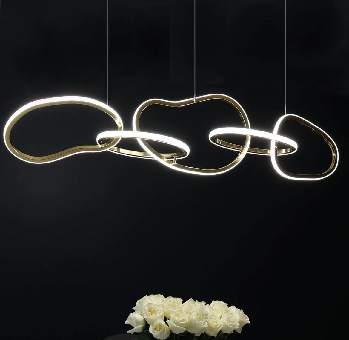 MODERN GOLDEN RINGS CHANDELIER 5 RINGS