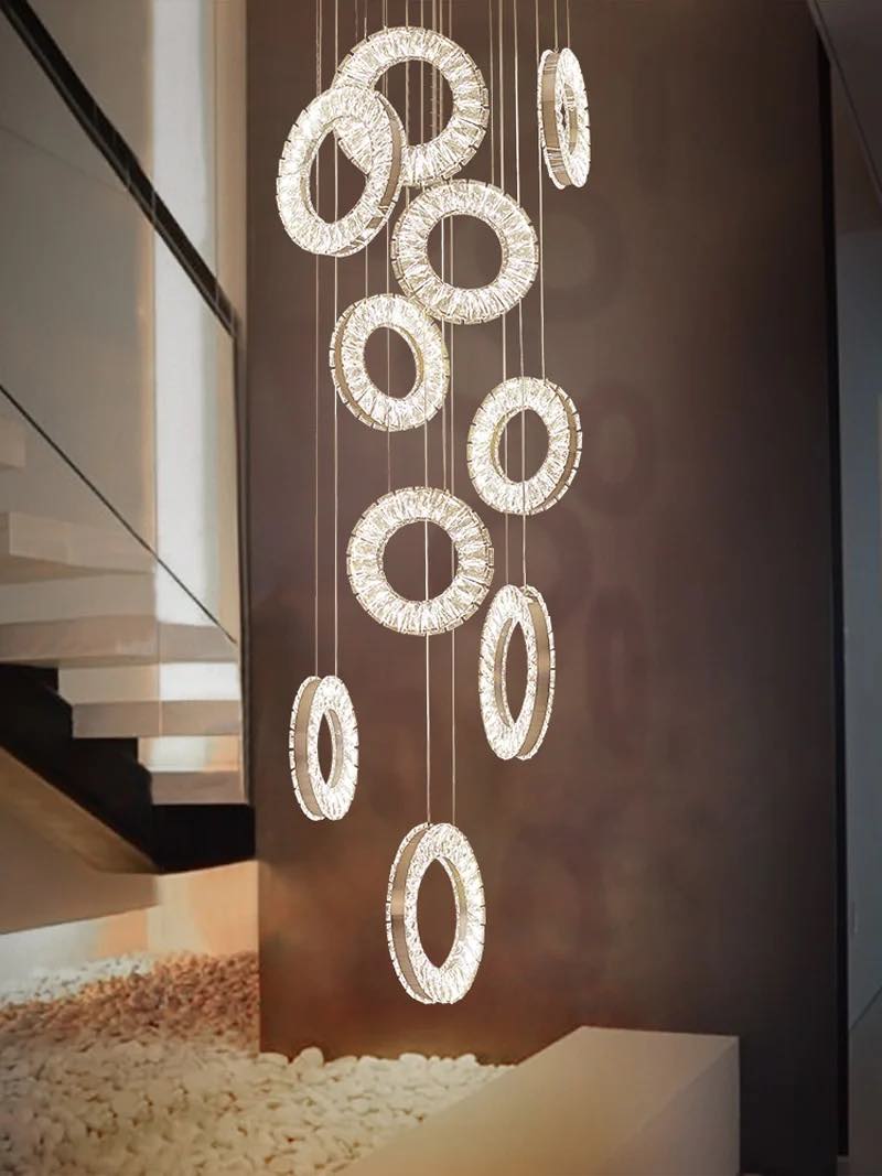 CRYSTAL LUXURY CRYSTALLINE RINGS CHANDELIER LIGHT