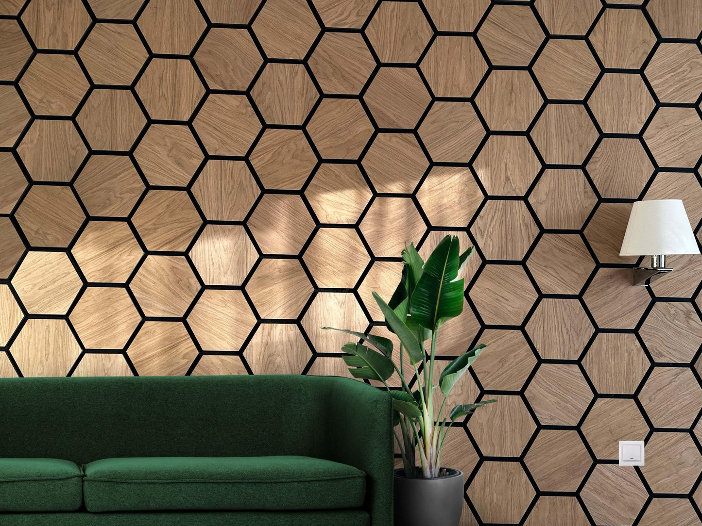 Hexagon Acoustic Panels- Natural Oak