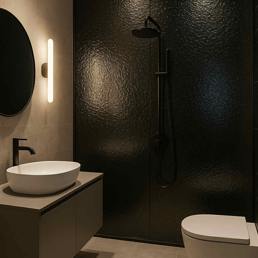 Decorative Wave Water Ripple Panel – Black (96x48