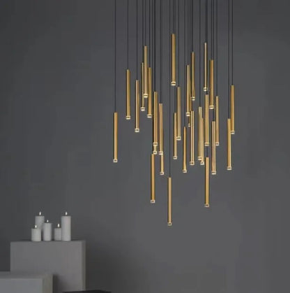 Gold Long Linear Chandelier Dining Pendant