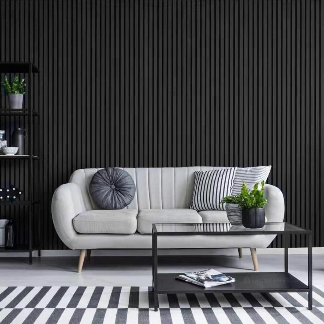 Ebony Black Slats Wall Panel