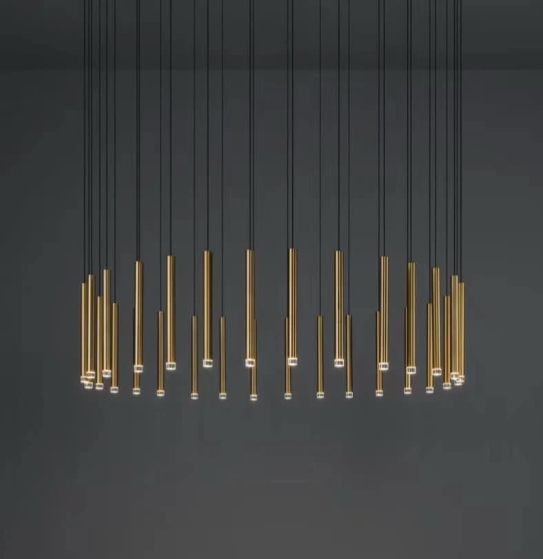 Gold Long Linear Chandelier Dining Pendant