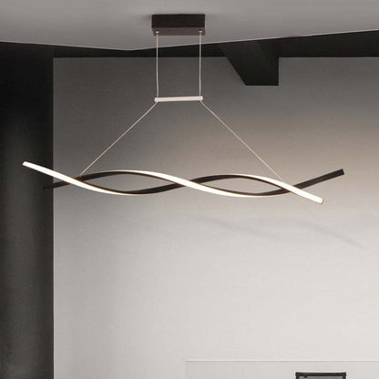 Black Pendant Light Linear Double Wave Modern