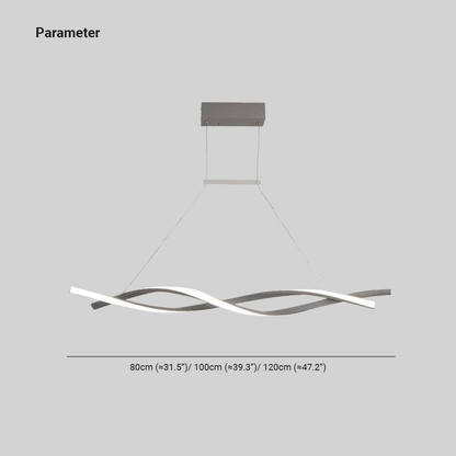 Black Pendant Light Linear Double Wave Modern