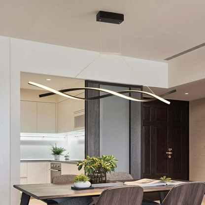 Black Pendant Light Linear Double Wave Modern