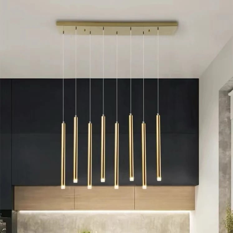 Gold Long Linear Chandelier Dining Pendant