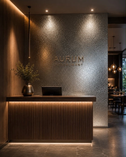 Decorative Wave Water Ripple Panel – Silver Finish (108x48") PICK UP ONLY