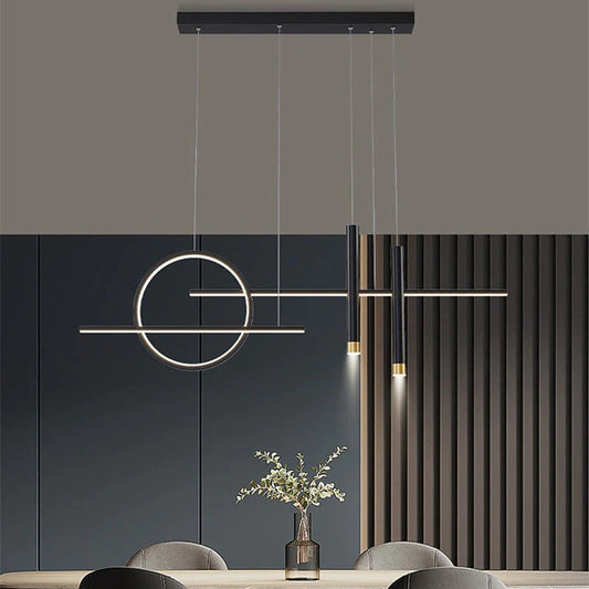 Black Led Pendant Light Irregular Ring