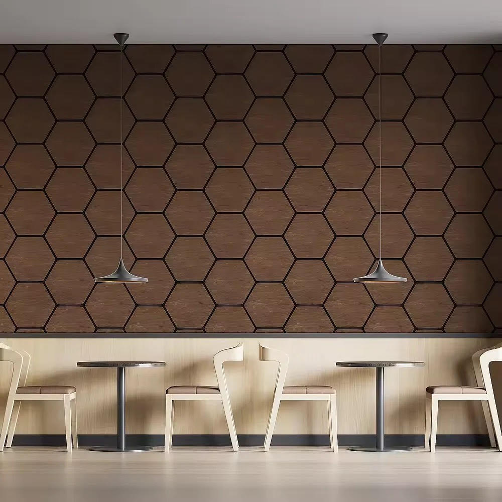 Hexagon Acoustic Panels- Natural Walnut